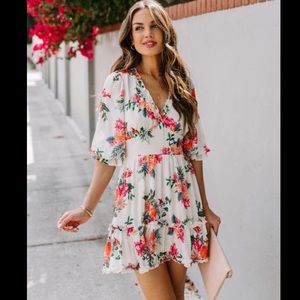 Vici “Roberta” Floral Backless Ruffle Dress - M